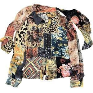 Roberto Cavalli Multi Print Colorful Scarf Blouse